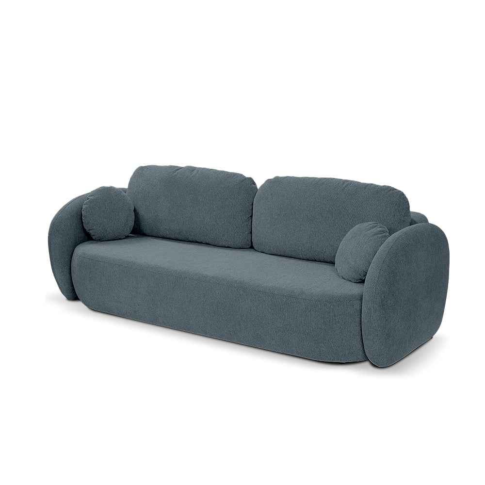 Sofa 3-osobowa z funkcją spania 142x200 z pojemnikiem w stylu art deco, tkanina Aragon | OLEMO Granitowy Nurt (ARAGON 72)