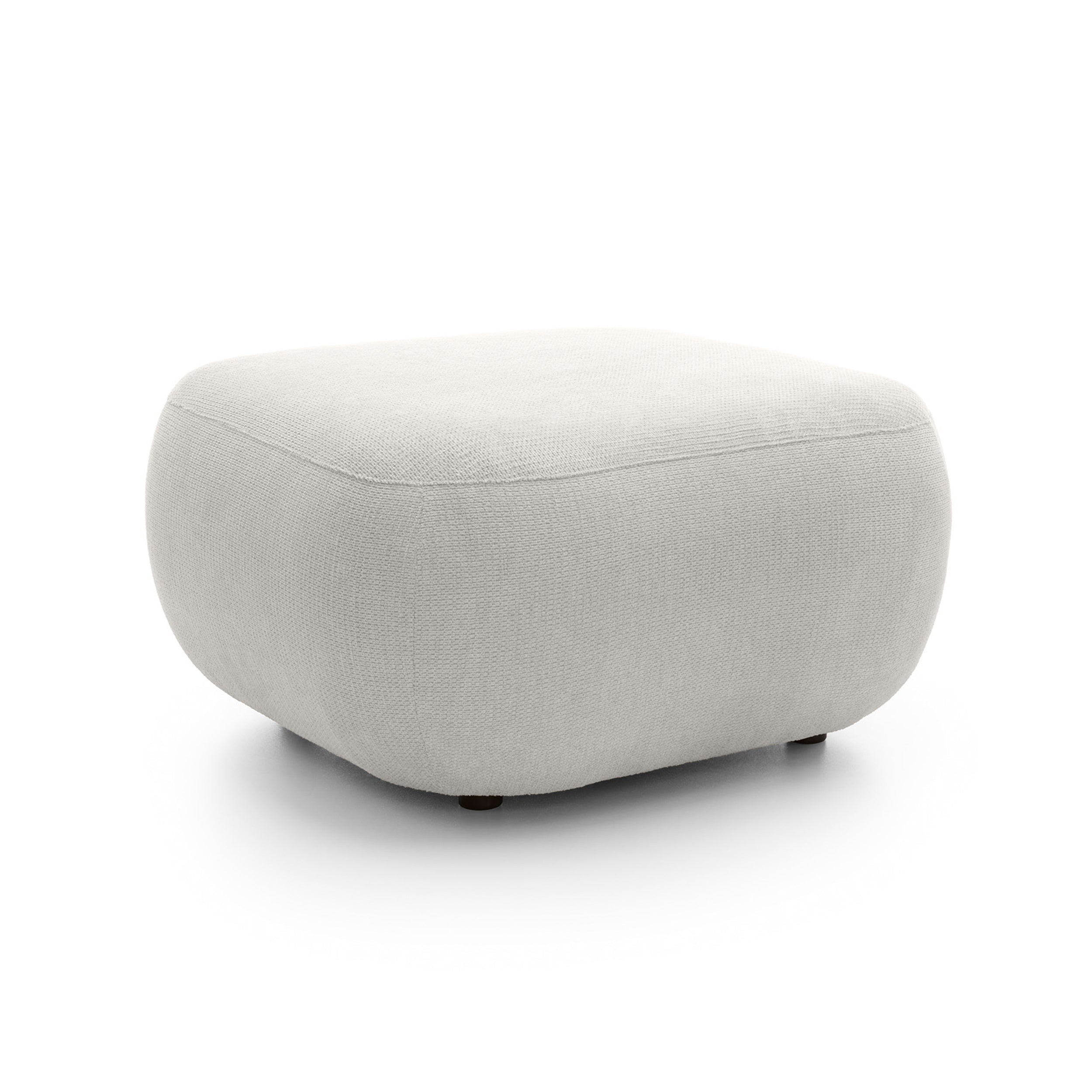 Pufa wypoczynkowa 75x39 cm z pianki PUR w stylu japandi - zaokrąglona forma, tkanina Aragon, 21 kolorów | OLEMO Porcelanowa Biel (ARAGON 01)