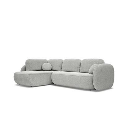 Narożnik z funkcją spania o powierzchni 123x250 w stylu organic modern | OLEMO Lewostronny Chłodny Taupe (ARAGON 80)