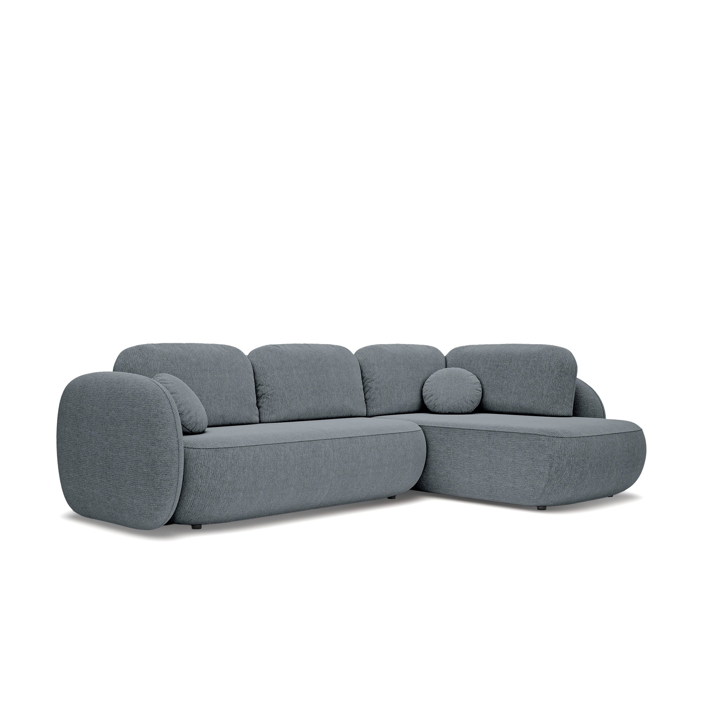 Narożnik z funkcją spania o powierzchni 123x250 w stylu organic modern | OLEMO Prawostronny Ciemny Popiół (ARAGON 93)