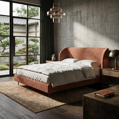 Polsterbett mit glattem Kopfteil im minimalistischen Stil | Dorida