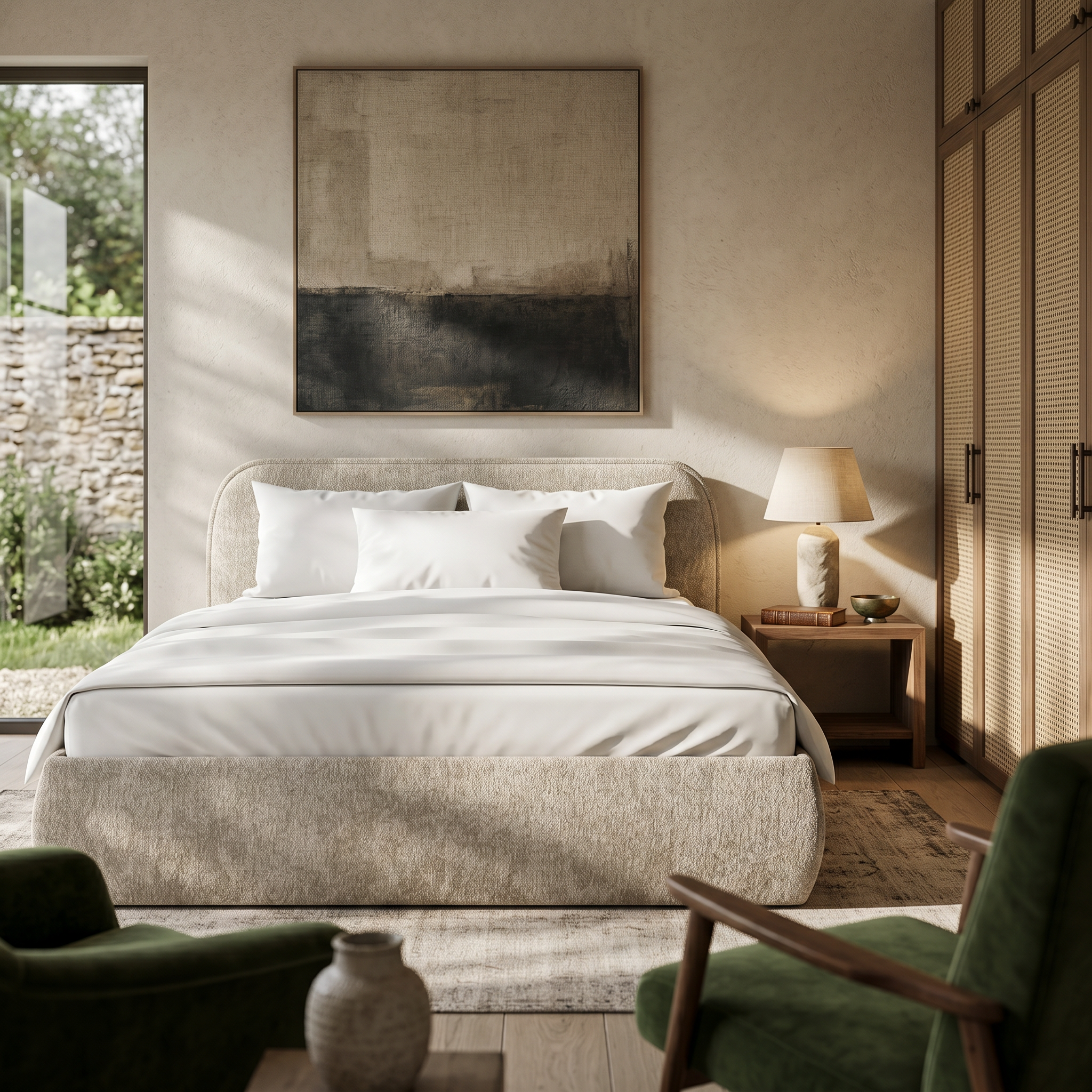 Polsterbett mit Bettkasten im Soft-Modern-Stil | Eterial