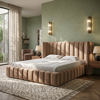 Polsterbett mit vertikaler Steppung und Bettkasten im Modern-Soft-Stil | Gianda