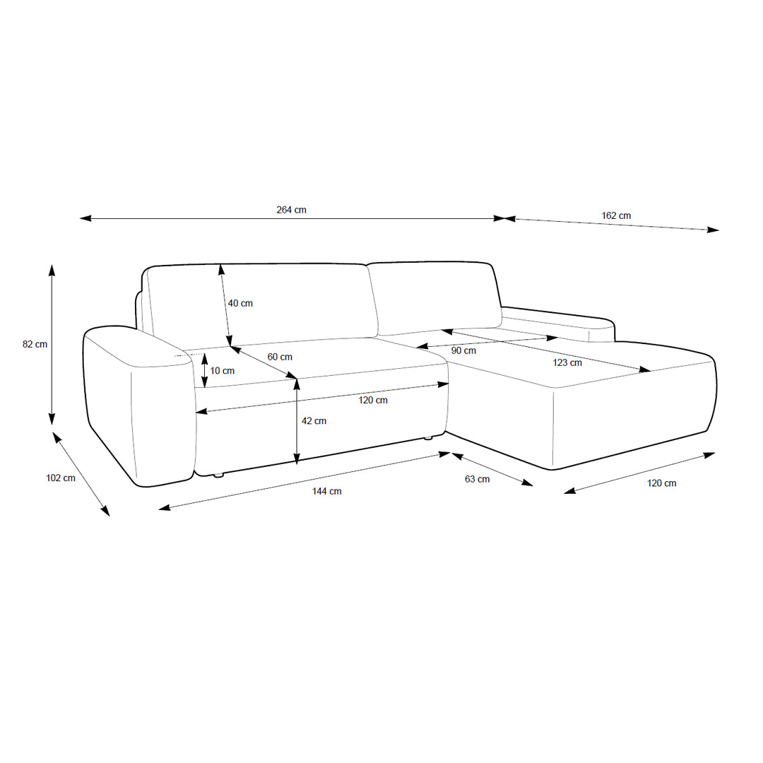 3-Sitzer-Ecksofa mit Schlaffunktion 125x210 im modernen Stil | Bamby