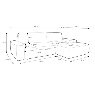 3-Sitzer-Ecksofa mit Schlaffunktion 125x210 im modernen Stil | Bamby