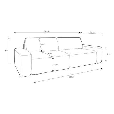 Sofa mit Schlaffunktion 200x136 mit Bettkasten DL | Bamby