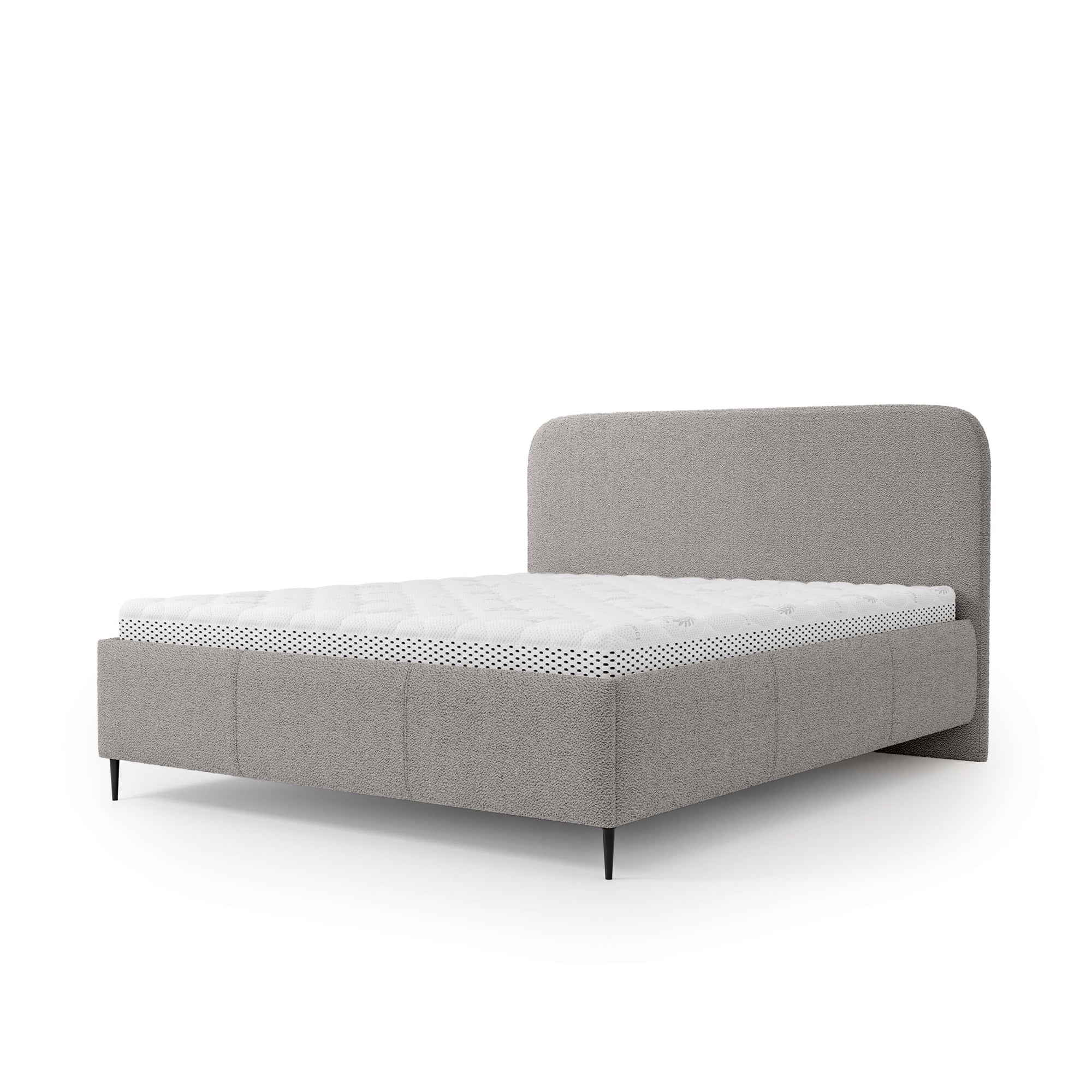 Łóżko tapicerowane z pojemnikiem w stylu nowoczesnym – welur, nóżki 12 cm | Edi 140 200 Popieliste Lustro (PERFECT HARMONY 80)