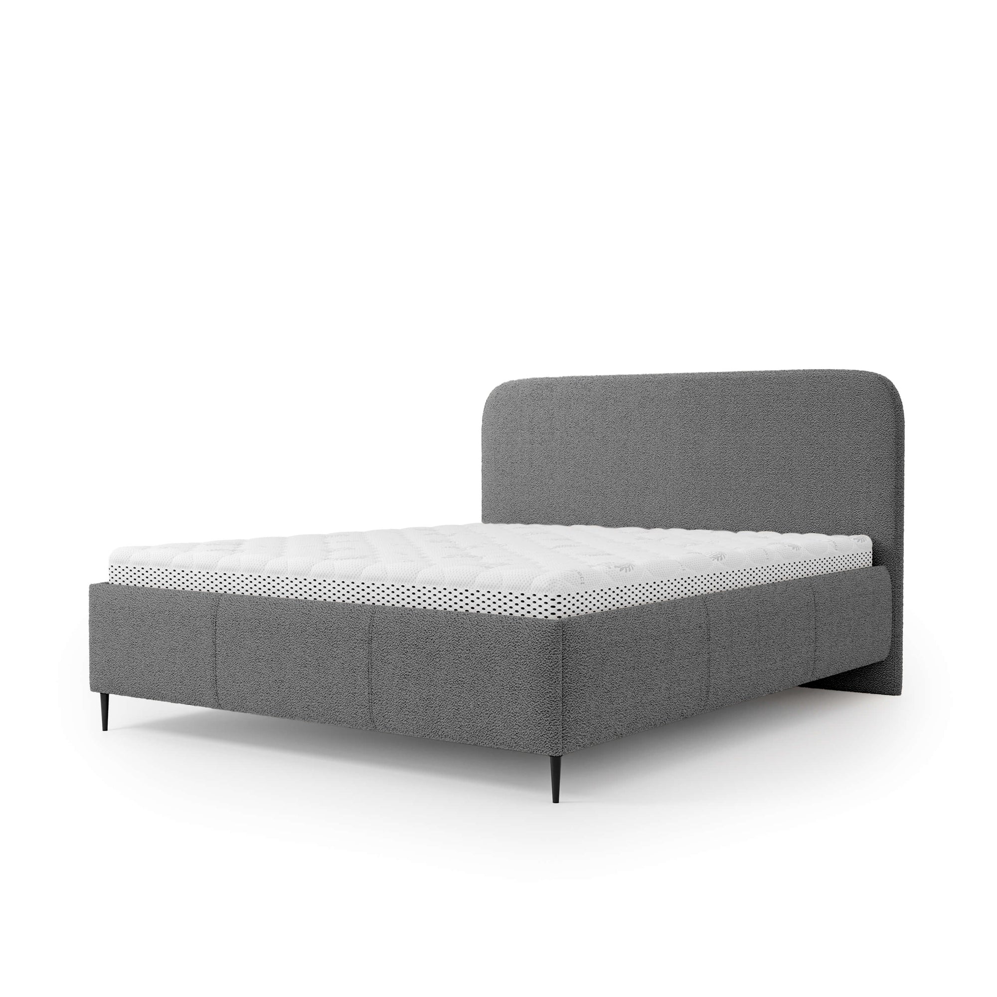 Łóżko tapicerowane z pojemnikiem w stylu nowoczesnym – welur, nóżki 12 cm | Edi 180 200 Ciemny Popiół (PERFECT HARMONY 82)