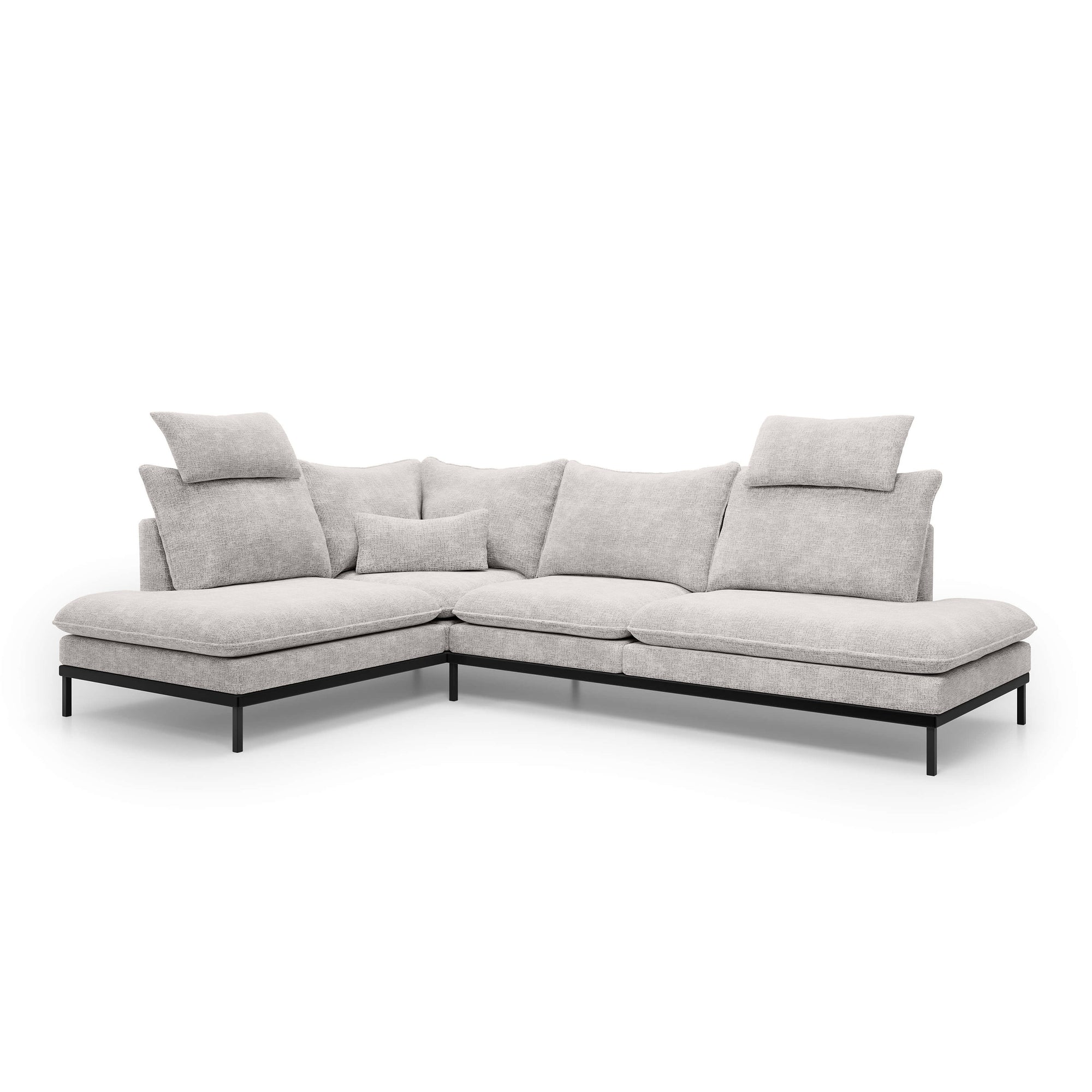 Narożnik Premium 4-osobowy 293×198 cm w stylu eleganckim – Tkanina Cremona, pianka PU, miękkie poduchy | Leafy Lewostronna Lniany Popiół (CREMONA 02)