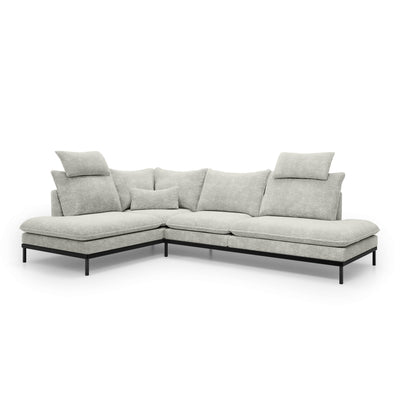 Narożnik Premium 4-osobowy 293×198 cm w stylu eleganckim | Leafy Lewostronna Szary Płomień (CREMONA 04)