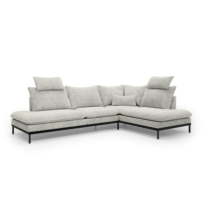 Narożnik Premium 4-osobowy 293×198 cm w stylu eleganckim | Leafy Prawostronna Szary Płomień (CREMONA 04)