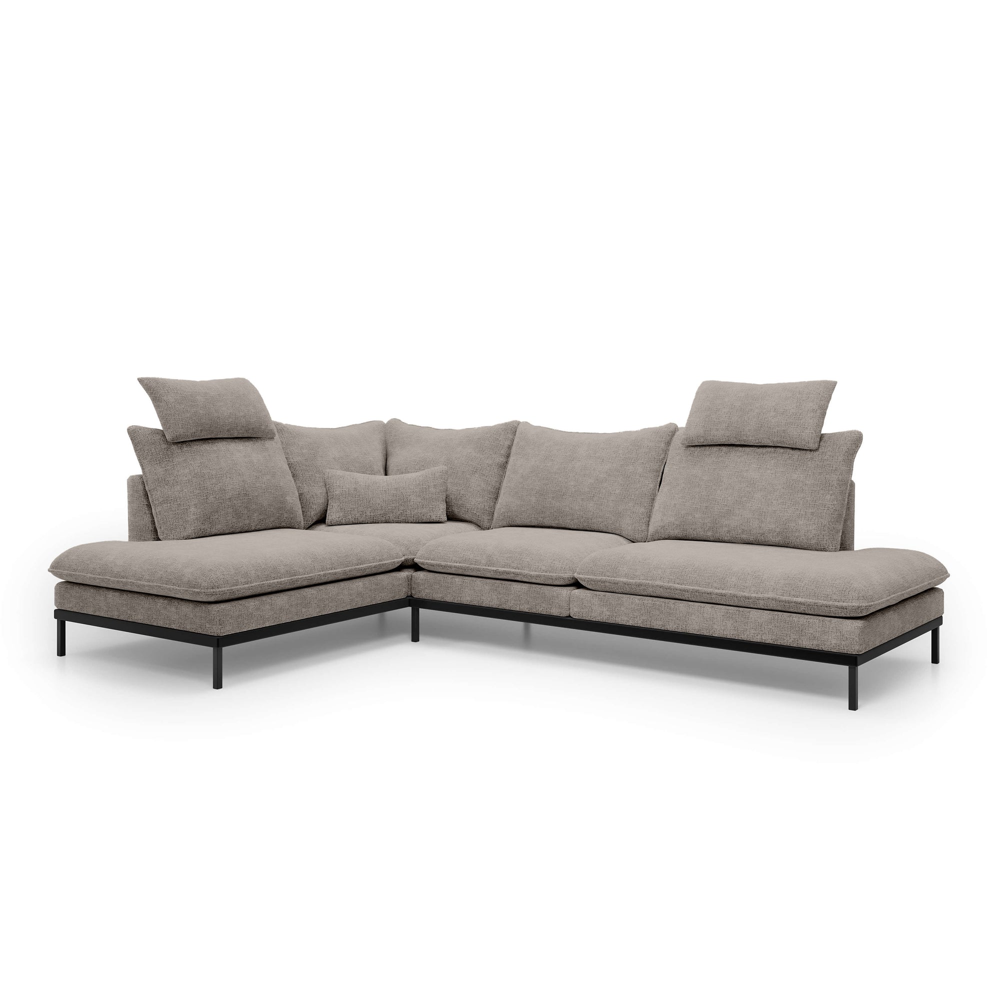 Narożnik Premium 4-osobowy 293×198 cm w stylu eleganckim – Tkanina Cremona, pianka PU, miękkie poduchy | Leafy Lewostronna Przygaszona Sepia (CREMONA 24)
