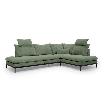 Narożnik Premium 4-osobowy 293×198 cm w stylu eleganckim | Leafy Prawostronna Ziołowa Szarość (CREMONA 34)