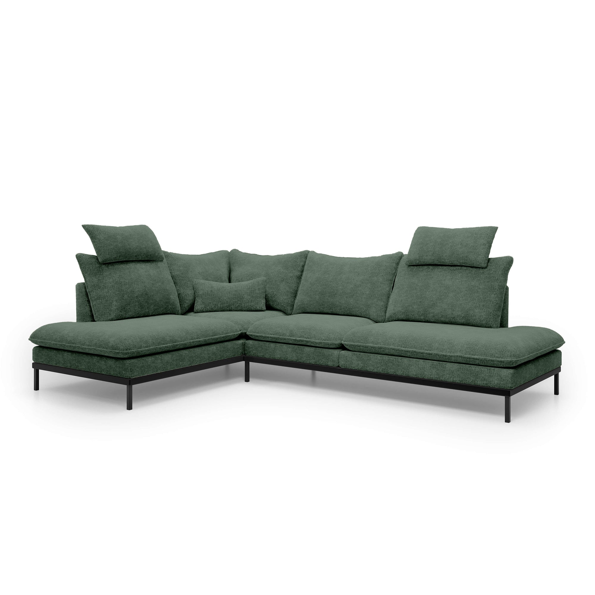 Narożnik Premium 4-osobowy 293×198 cm w stylu eleganckim – Tkanina Cremona, pianka PU, miękkie poduchy | Leafy Lewostronna Leśny Cień (CREMONA 39)