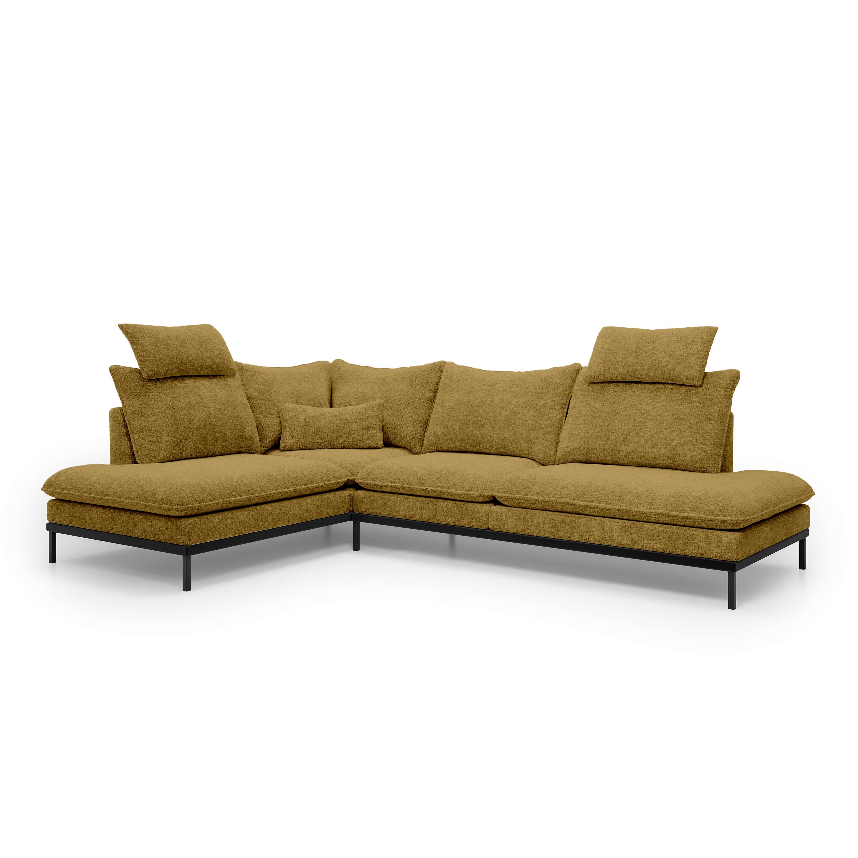 Narożnik Premium 4-osobowy 293×198 cm w stylu eleganckim | Leafy Lewostronna Miodowy Brąz (CREMONA 48)