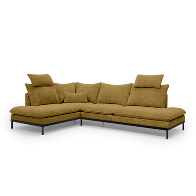 Narożnik Premium 4-osobowy 293×198 cm w stylu eleganckim | Leafy Lewostronna Miodowy Brąz (CREMONA 48)