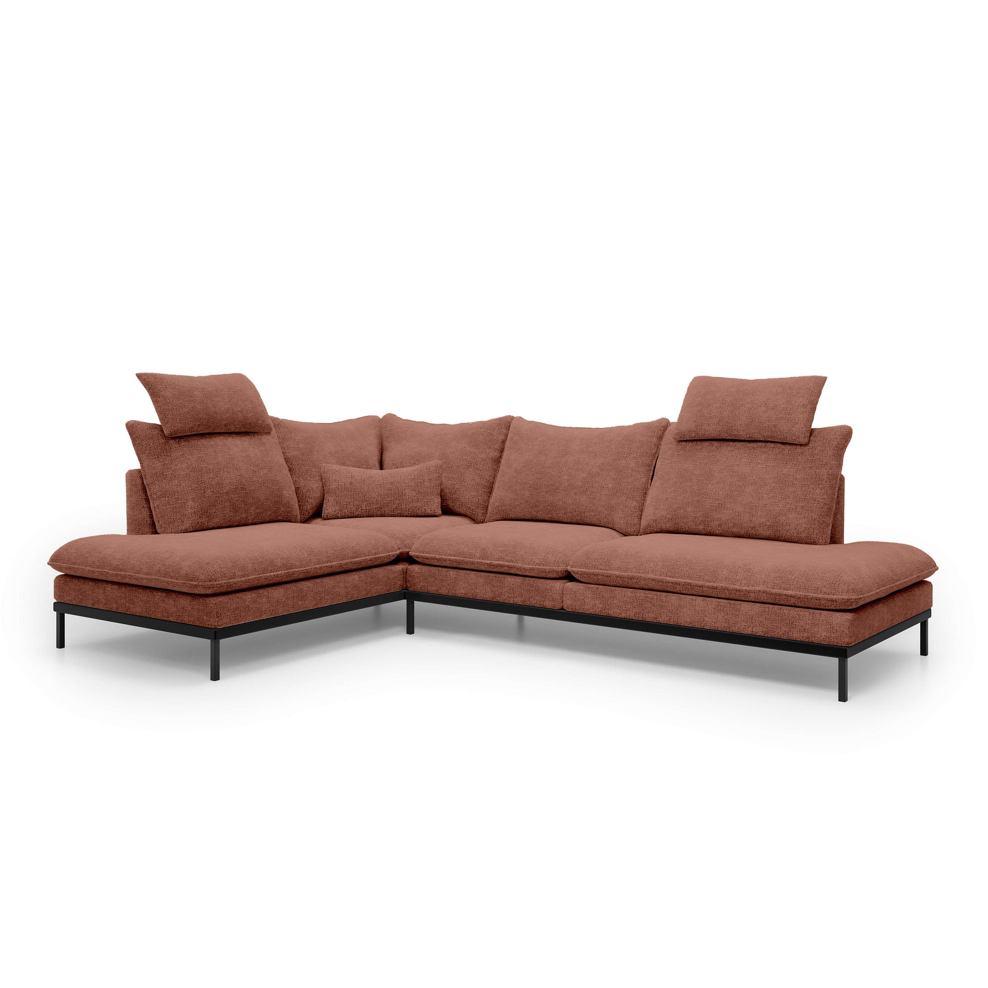 Narożnik Premium 4-osobowy 293×198 cm w stylu eleganckim – Tkanina Cremona, pianka PU, miękkie poduchy | Leafy Lewostronna Karmelowa Ochra (CREMONA 52)