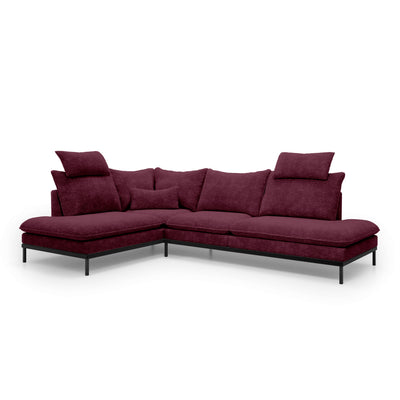 Narożnik Premium 4-osobowy 293×198 cm w stylu eleganckim | Leafy Lewostronna Rubinowy Popiół (CREMONA 59)