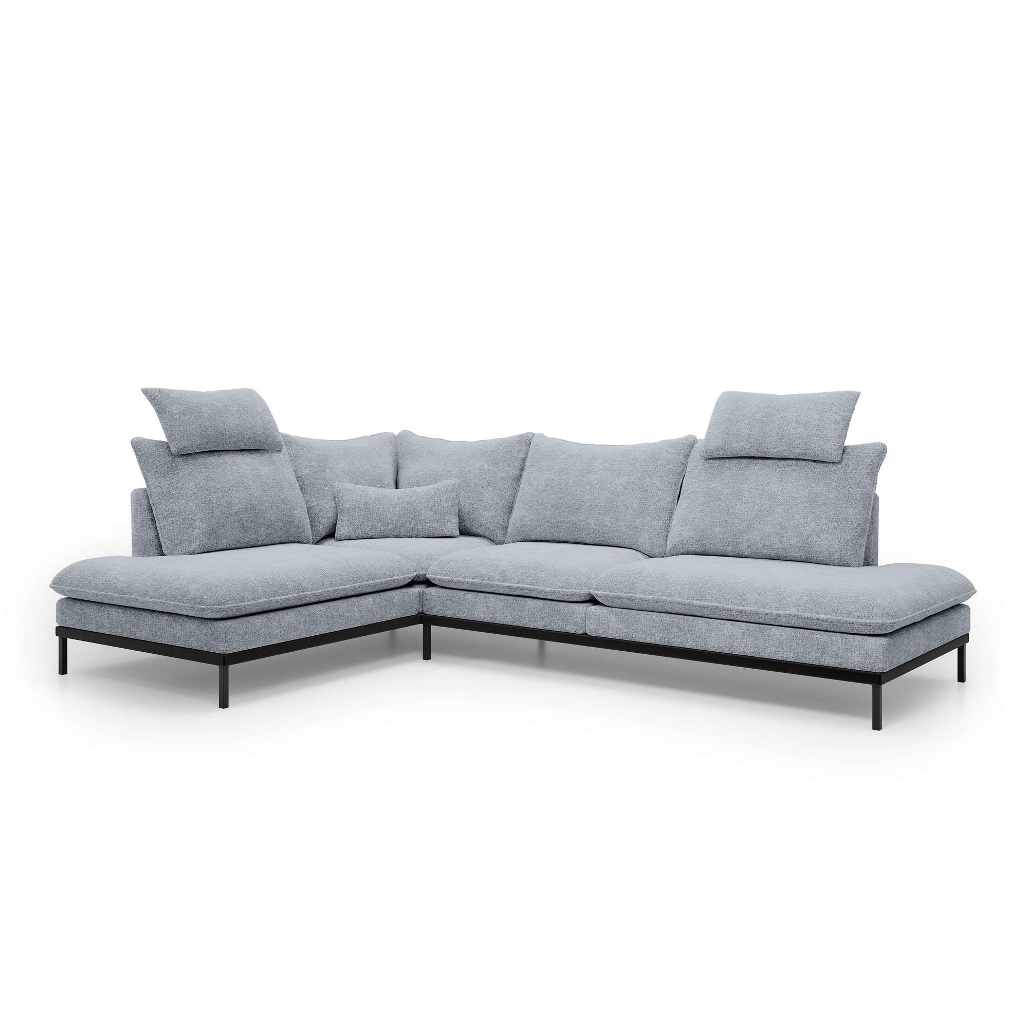 Narożnik Premium 4-osobowy 293×198 cm w stylu eleganckim – Tkanina Cremona, pianka PU, miękkie poduchy | Leafy Lewostronna Mglisty Ocean (CREMONA 70)