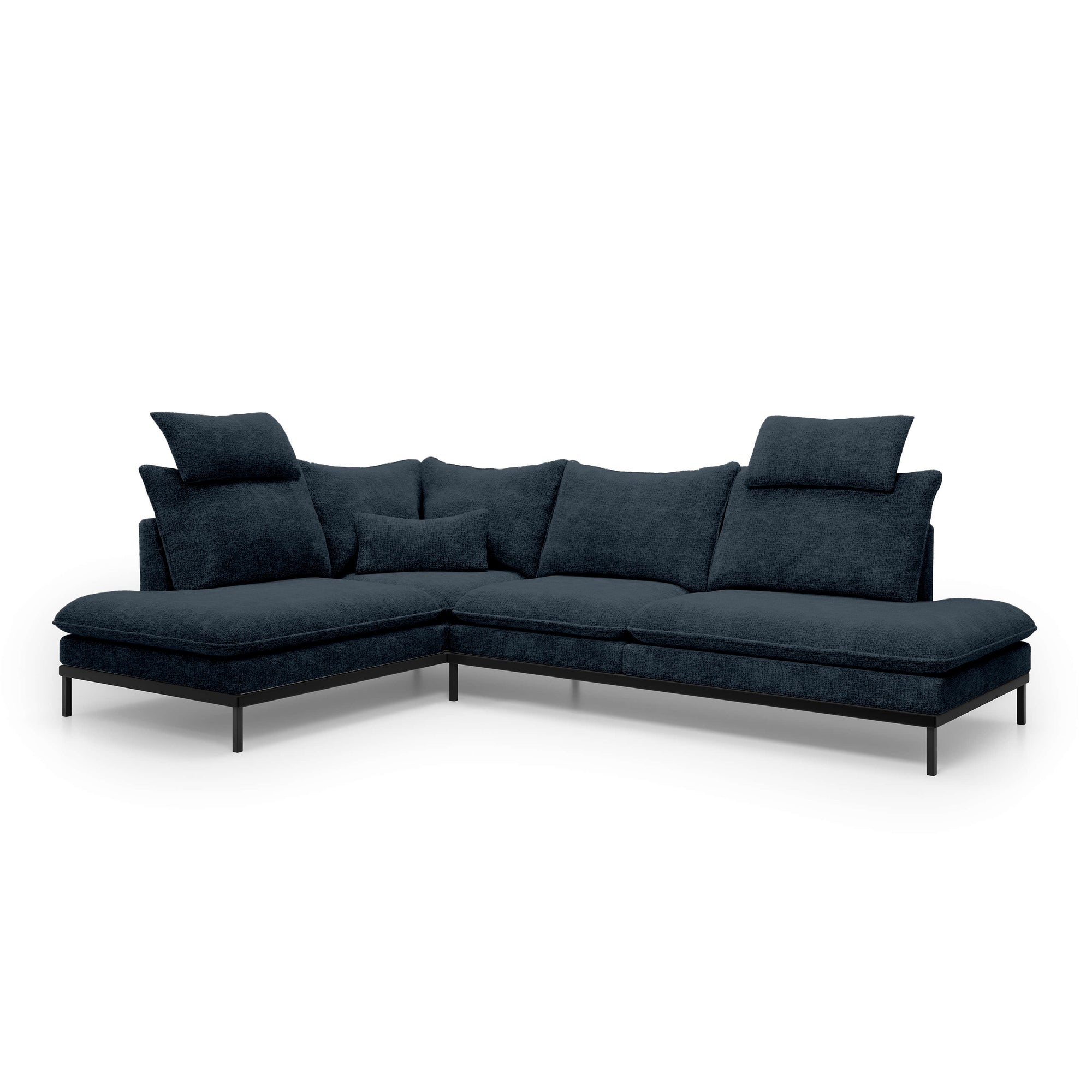 Narożnik Premium 4-osobowy 293×198 cm w stylu eleganckim – Tkanina Cremona, pianka PU, miękkie poduchy | Leafy Lewostronna Nocny Granit (CREMONA 79)