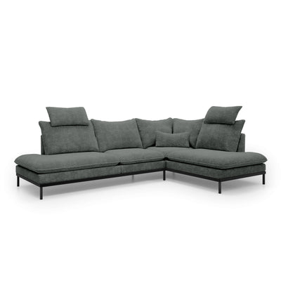 Narożnik Premium 4-osobowy 293×198 cm w stylu eleganckim | Leafy Prawostronna Kamienny Popiół (CREMONA 93)