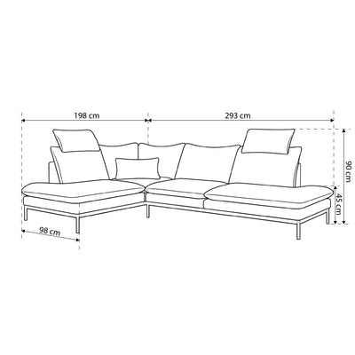 Premium-Ecksofa 4-Sitzer 293×198 cm im eleganten Stil | Leafy