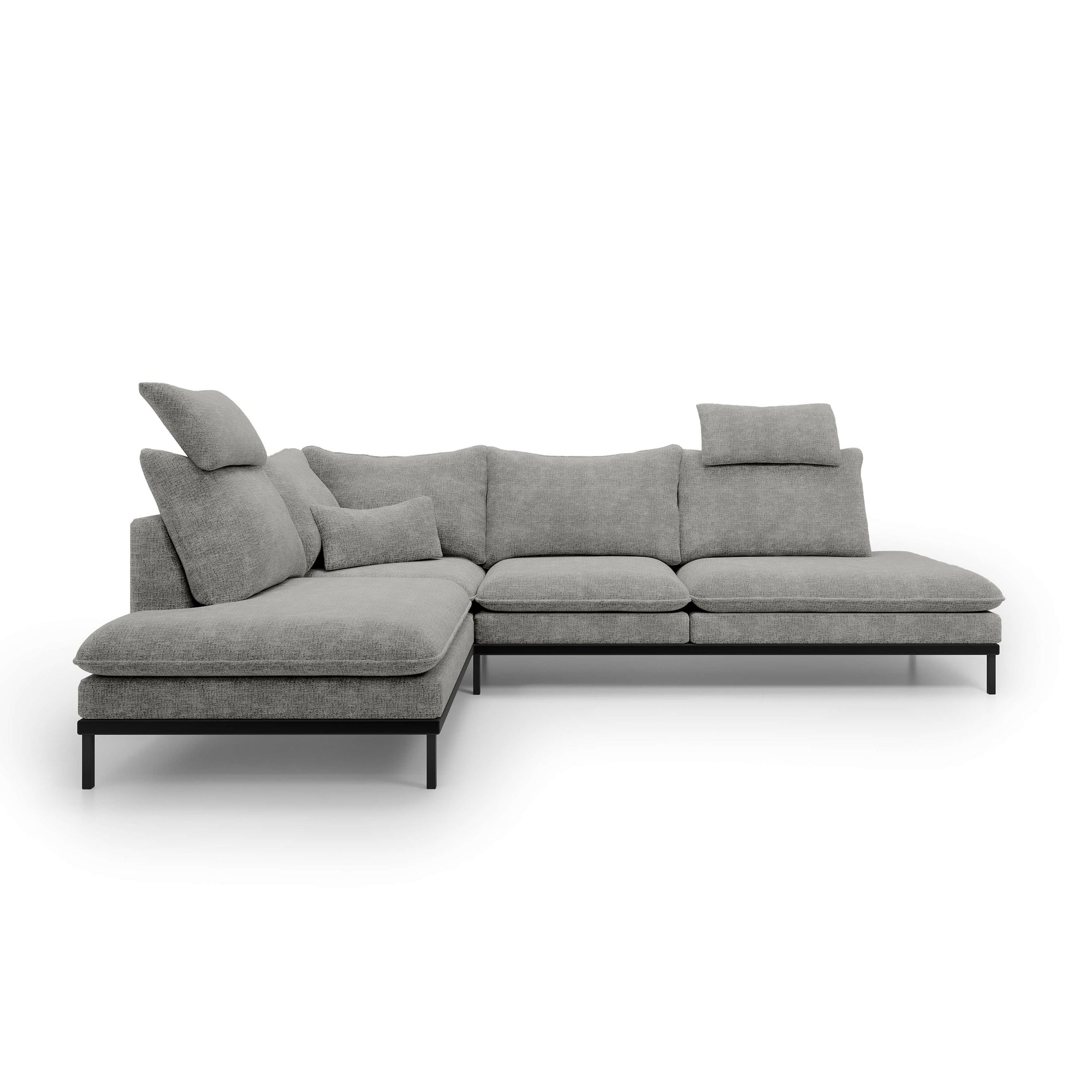 Narożnik Premium 4-osobowy 293×198 cm w stylu eleganckim – Tkanina Cremona, pianka PU, miękkie poduchy | Leafy
