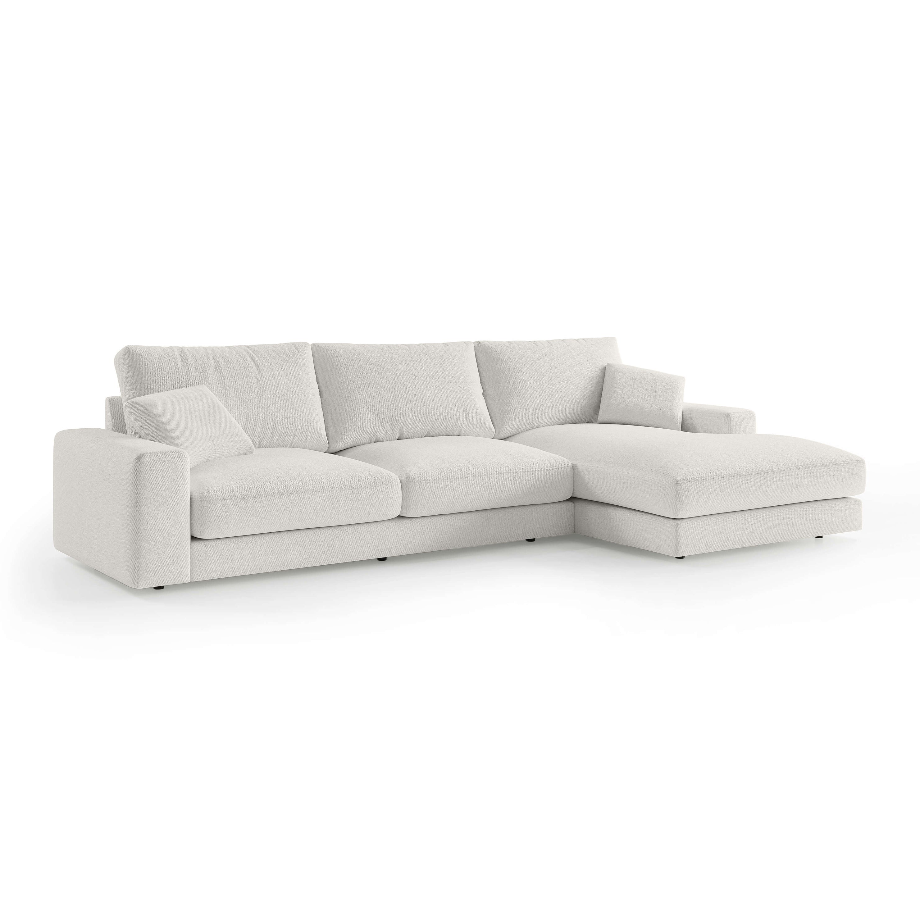 Narożnik 4–5 osobowy Premium w stylu minimalistycznym | Harvesty Prawostronna Porcelanowa Biel (ARAGON 01)