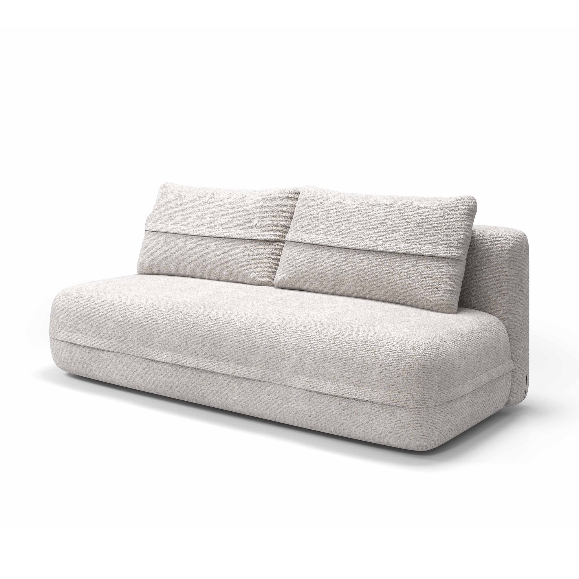 Sofa 2-osobowa z funkcją spania 206 cm w stylu minimalistycznym – z pojemnikiem, sprężyny kieszeniowe, visco | Lento Lniany Popiół (CREMONA 02)