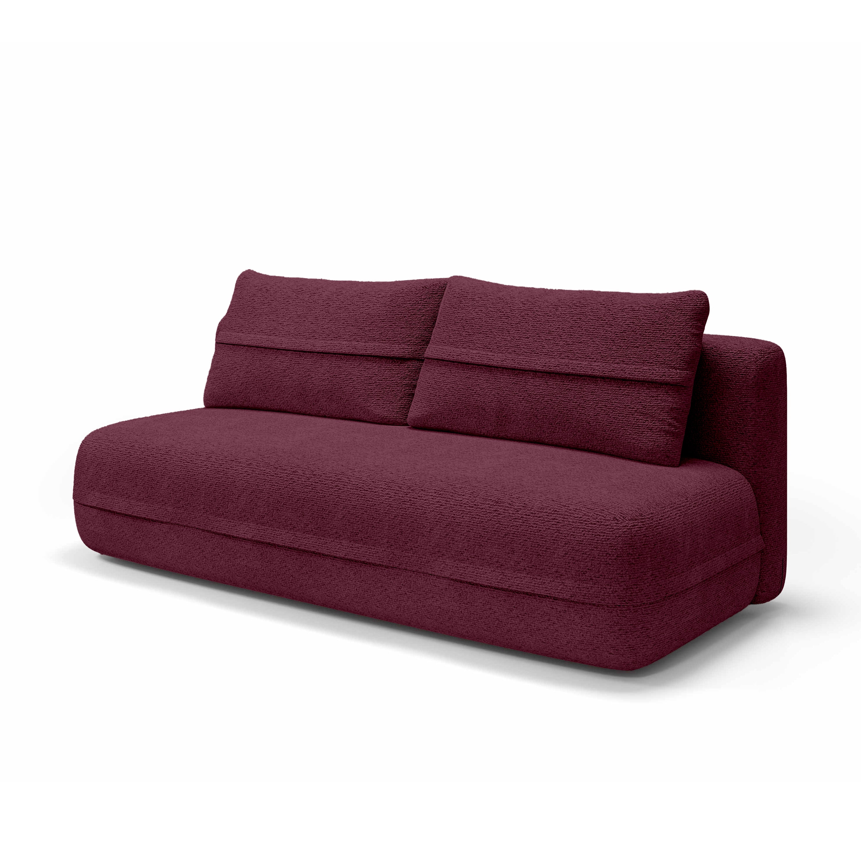 Sofa 2-osobowa z funkcją spania 206 cm w stylu minimalistycznym | Lento Rubinowy Popiół (CREMONA 59)