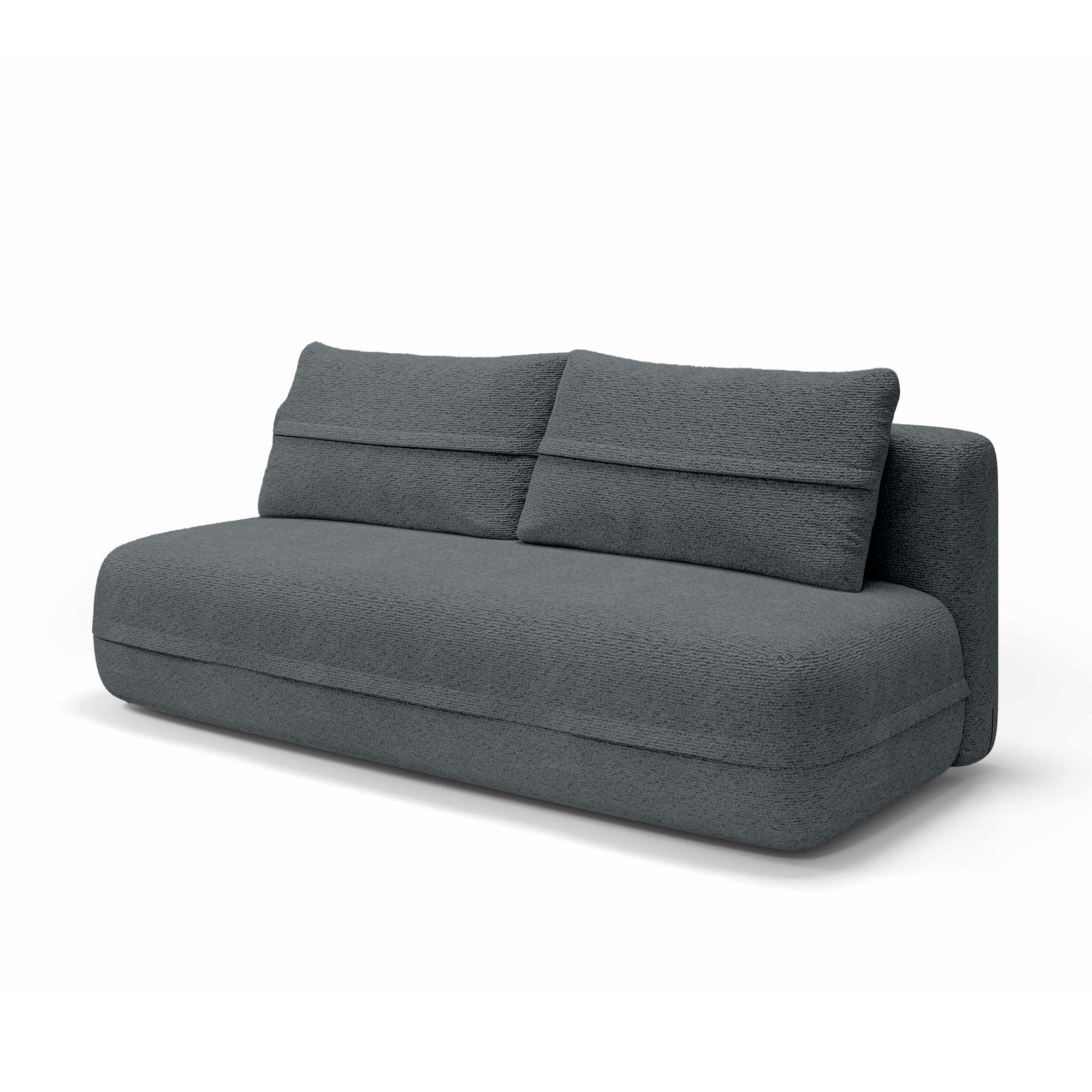 Sofa 2-osobowa z funkcją spania 206 cm w stylu minimalistycznym – z pojemnikiem, sprężyny kieszeniowe, visco | Lento Grafitowa Mgła (CREMONA 95)
