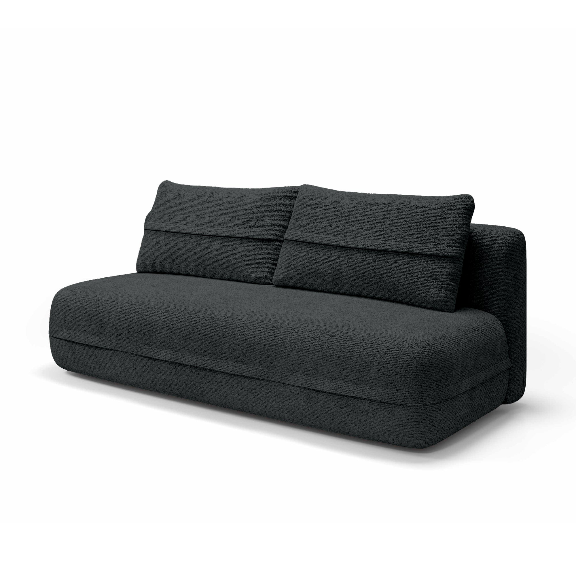 Sofa 2-osobowa z funkcją spania 206 cm w stylu minimalistycznym – z pojemnikiem, sprężyny kieszeniowe, visco | Lento Węglowy Mat (CREMONA 97)
