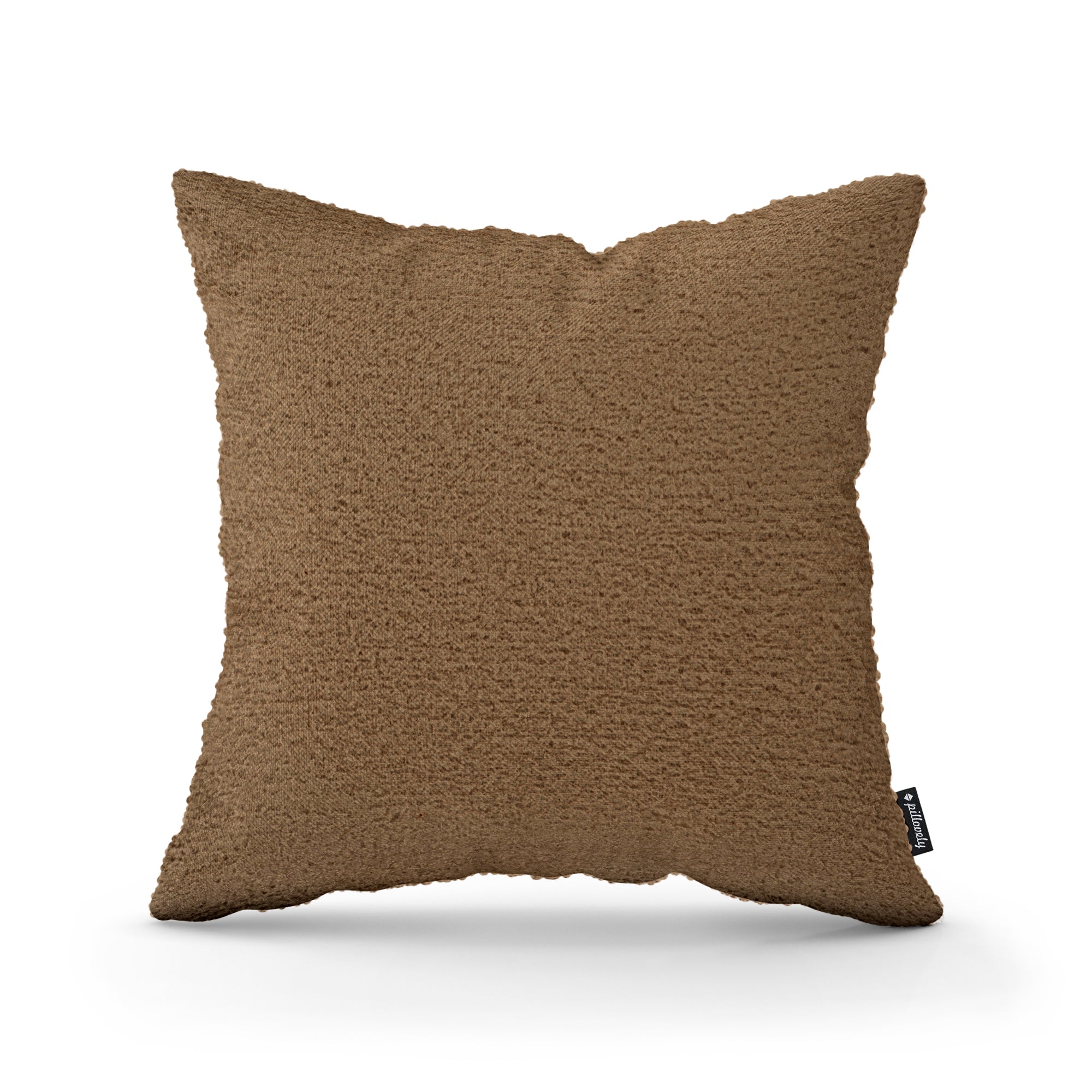 Poduszka dekoracyjna 45×45 cm w stylu scandi i japandi – Tkanina Coral 100% PES, przytulna struktura | Baranek Orzechowa Terra (CORAL 40)