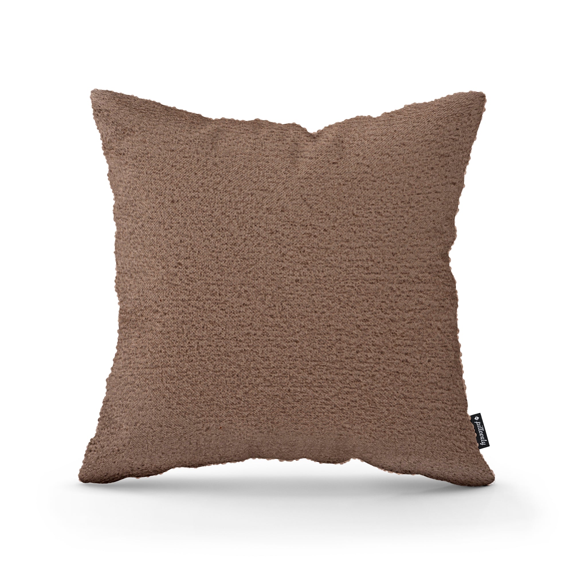 Poduszka dekoracyjna 45×45 cm w stylu scandi i japandi – Tkanina Coral 100% PES, przytulna struktura | Baranek Brązowy Mat (CORAL 45)