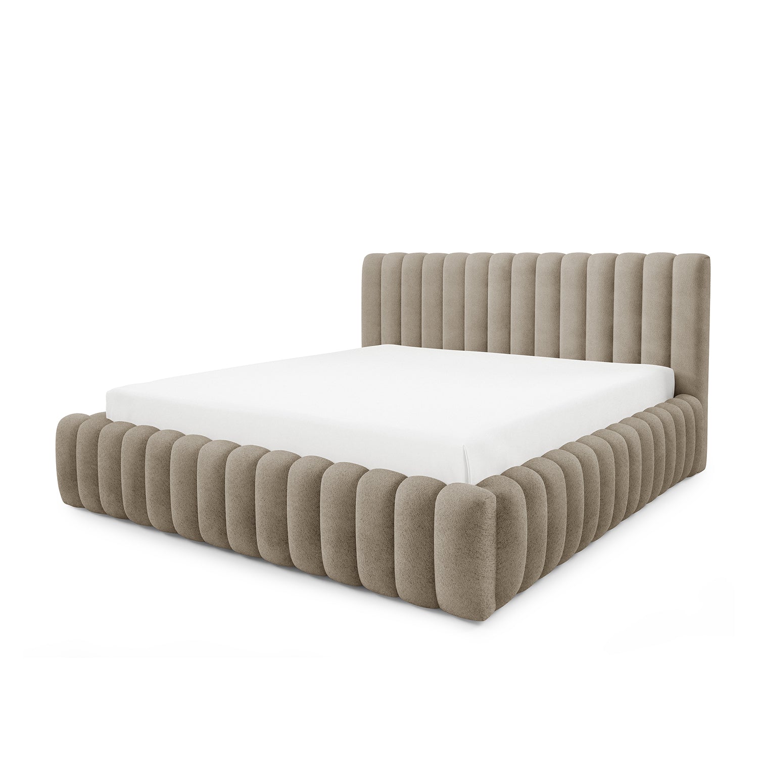 Polsterbett mit Bettkasten im Modern-Soft-Stil, Stoff Coral | Pastel