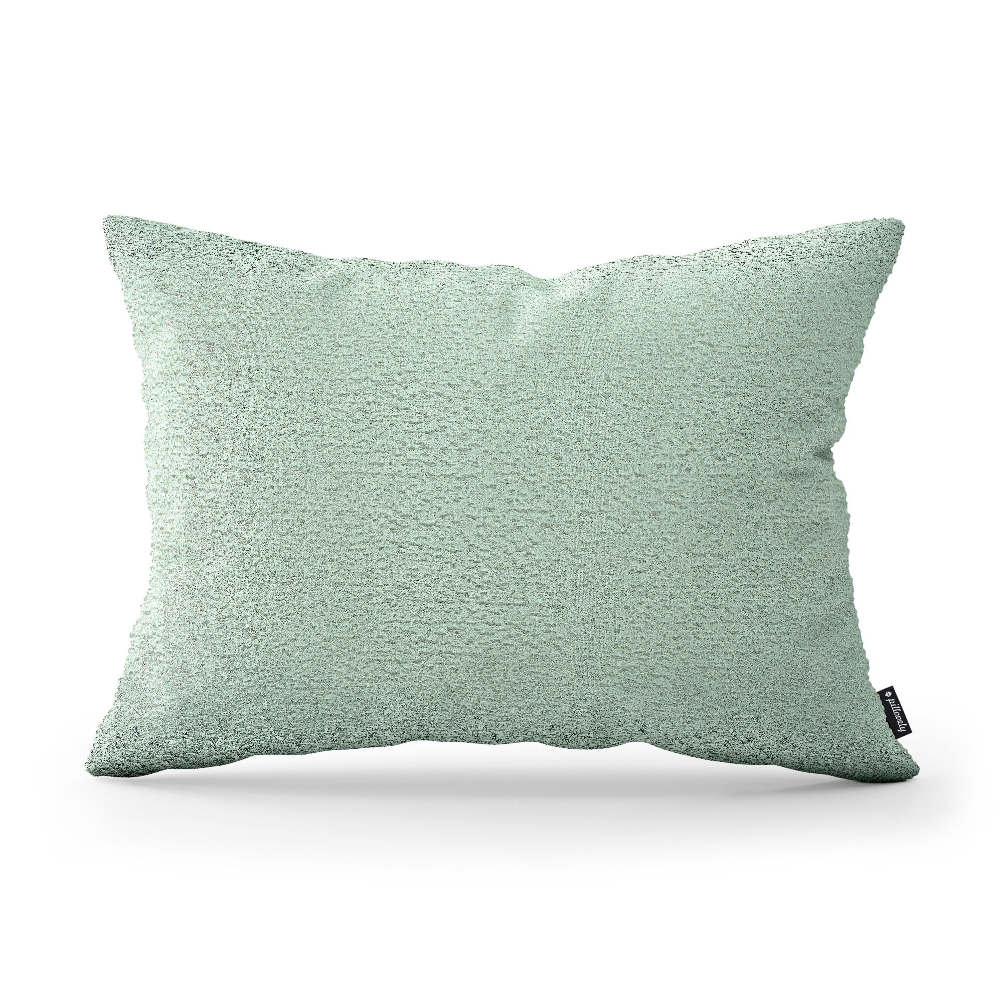 Poduszka dekoracyjna 40×55 cm w stylu hygge i scandi – tkanina Coral 100% PES, przytulna struktura | Baranek Pastelowa Zieleń (CORAL 55)