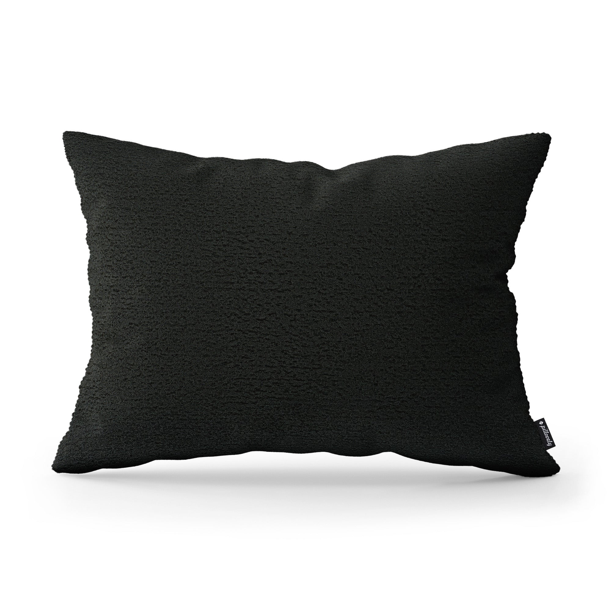 Poduszka dekoracyjna 40×55 cm w stylu hygge i scandi – tkanina Coral 100% PES, przytulna struktura | Baranek Wulkaniczna Czerń (CORAL 60)