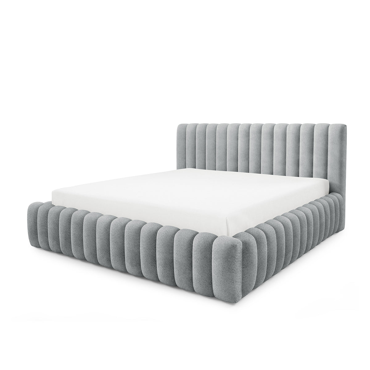 Polsterbett mit Bettkasten im Modern-Soft-Stil, Stoff Coral | Pastel