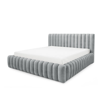 Polsterbett mit Bettkasten im Modern-Soft-Stil, Stoff Coral | Pastel