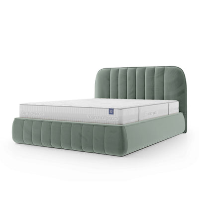 Łóżko tapicerowane z pojemnikiem w stylu soft minimalism | Carla 200 Betonowy Mrok (FRESH 32)