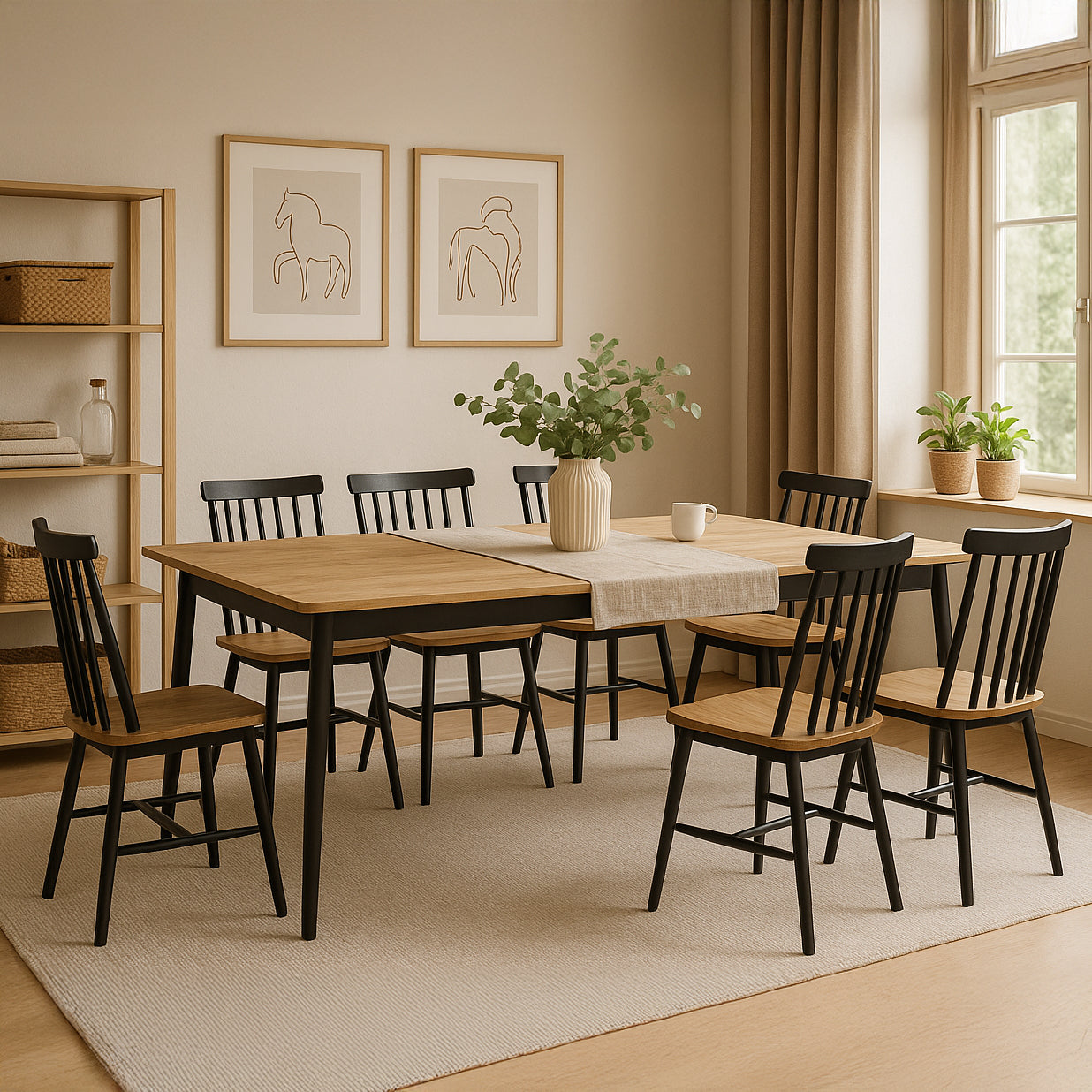 Stół rozkładany 140–180x76 cm w stylu skandynawskim – dąb artisan, do 8 osób, drewniane nogi | Trava
