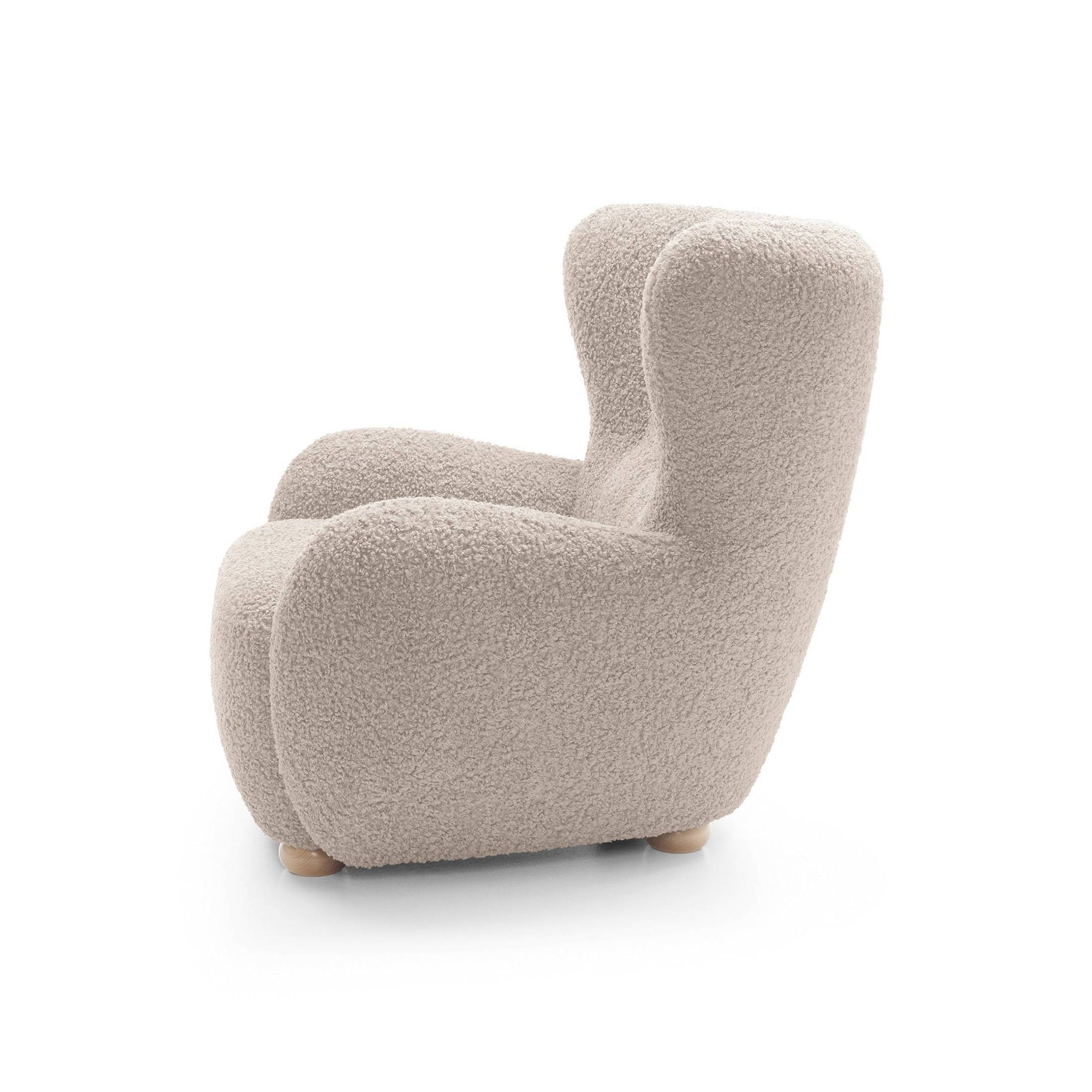 Fotel 88 cm do relaksu w stylu skandynawskim – tkanina ROLF bouclé, drewniane nogi | Tedi
