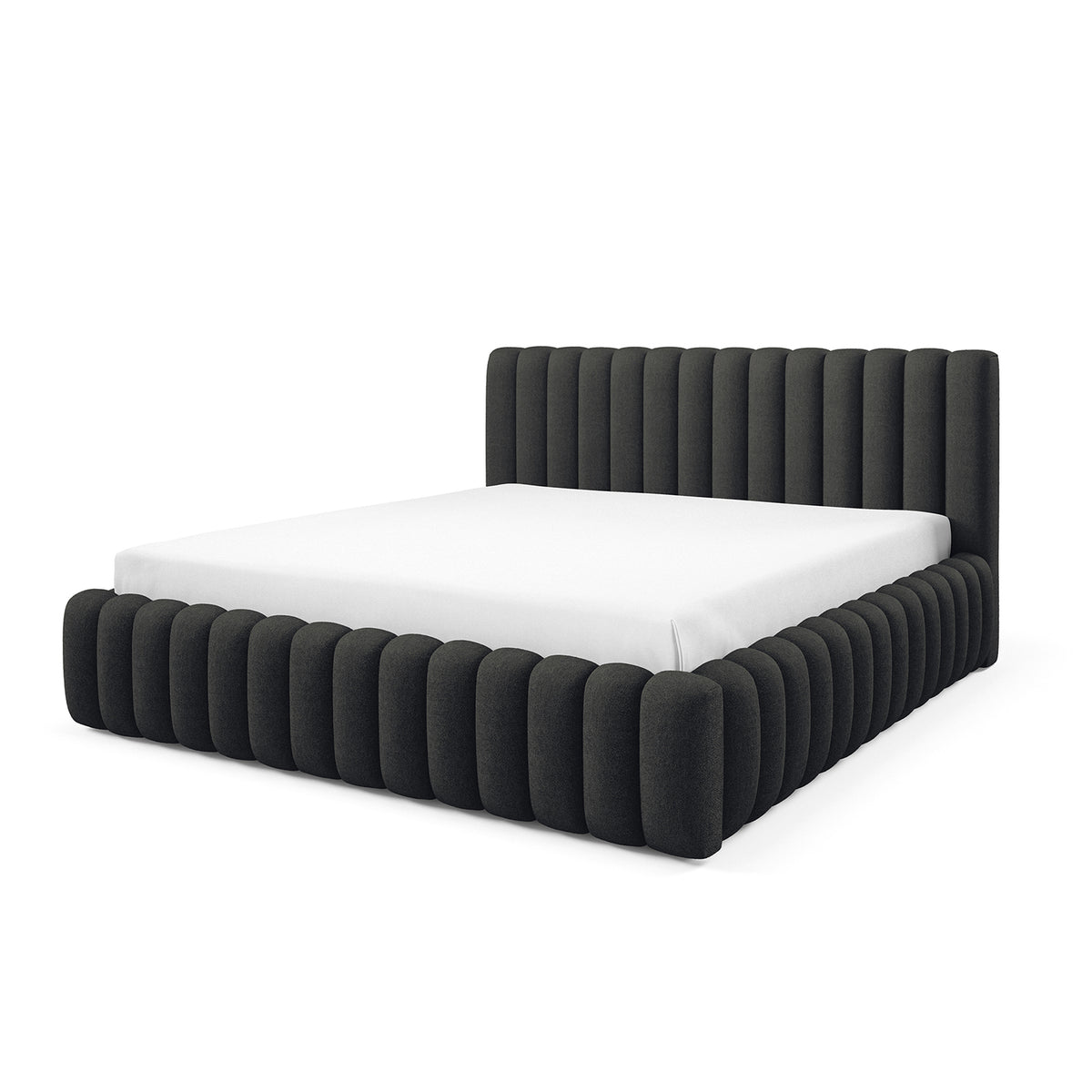 Polsterbett mit Bettkasten im Modern-Soft-Stil, Stoff Doha | Pastel