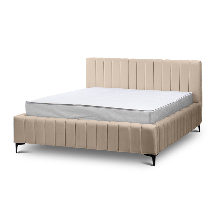 Łóżko Tapicerowane z Pojemnikiem Drevy 200 Jasny Migdał