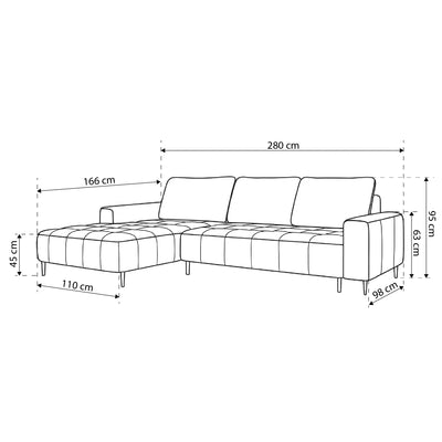 Ecksofa mit Bettkasten 280 cm im eleganten Stil | Francessco
