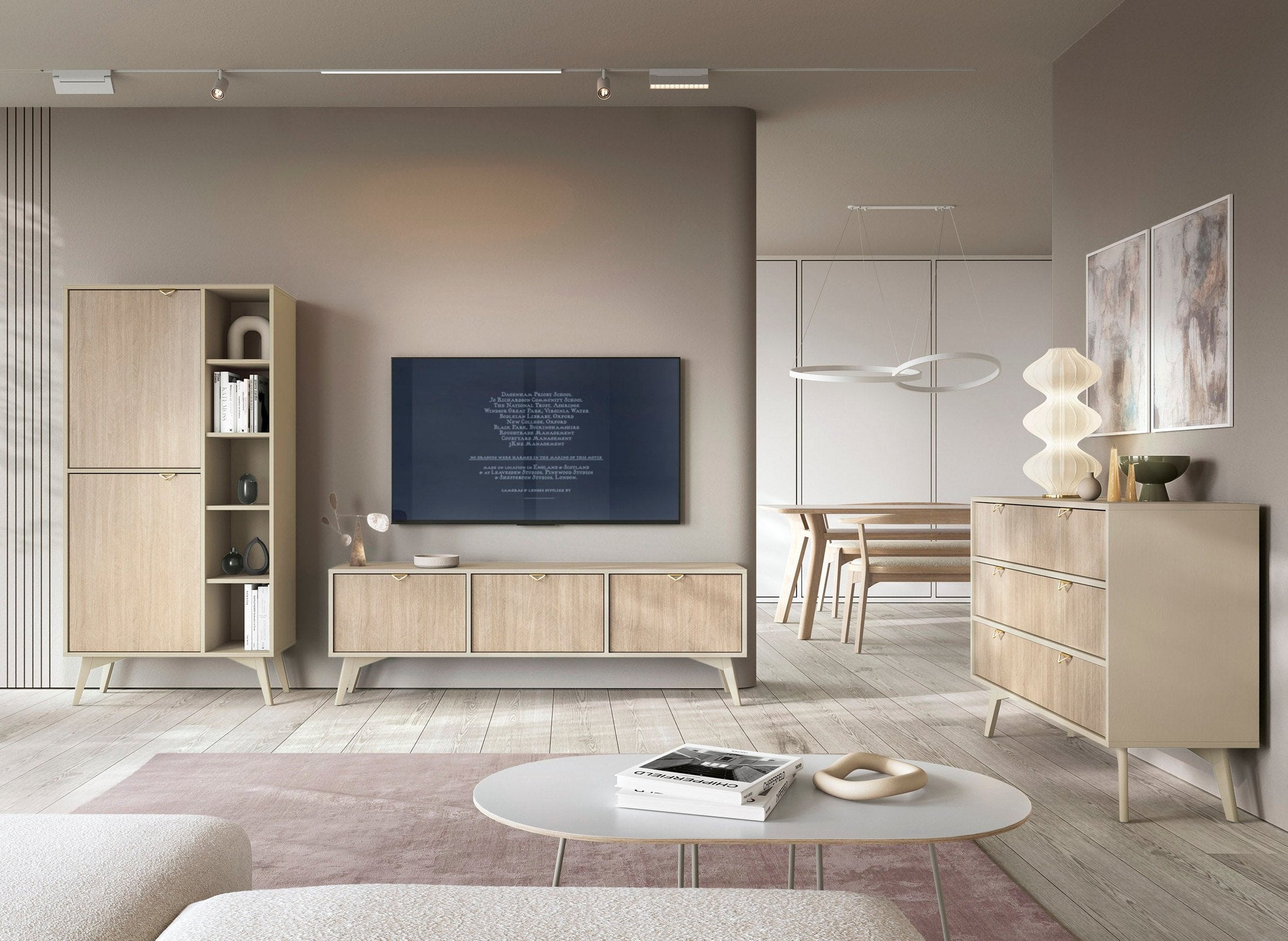 Regał 80x160 z półkami i szafkami w stylu japandi | Mandala