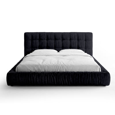 Polsterbett mit gestepptem Kopfteil und niedrigem Bettrahmen im modernen Stil | Talaro