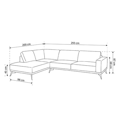 Premium-Ecksofa 293 cm im modernen Stil | Rosalia