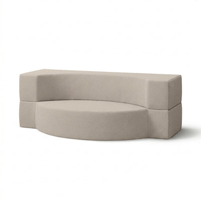 Sofa ogrodowa piankowa 200x100x70 cm w stylu japandi, tkanina outdoorowa Harris | Lunaria Perłowy Piasek (HARRIS 7523)