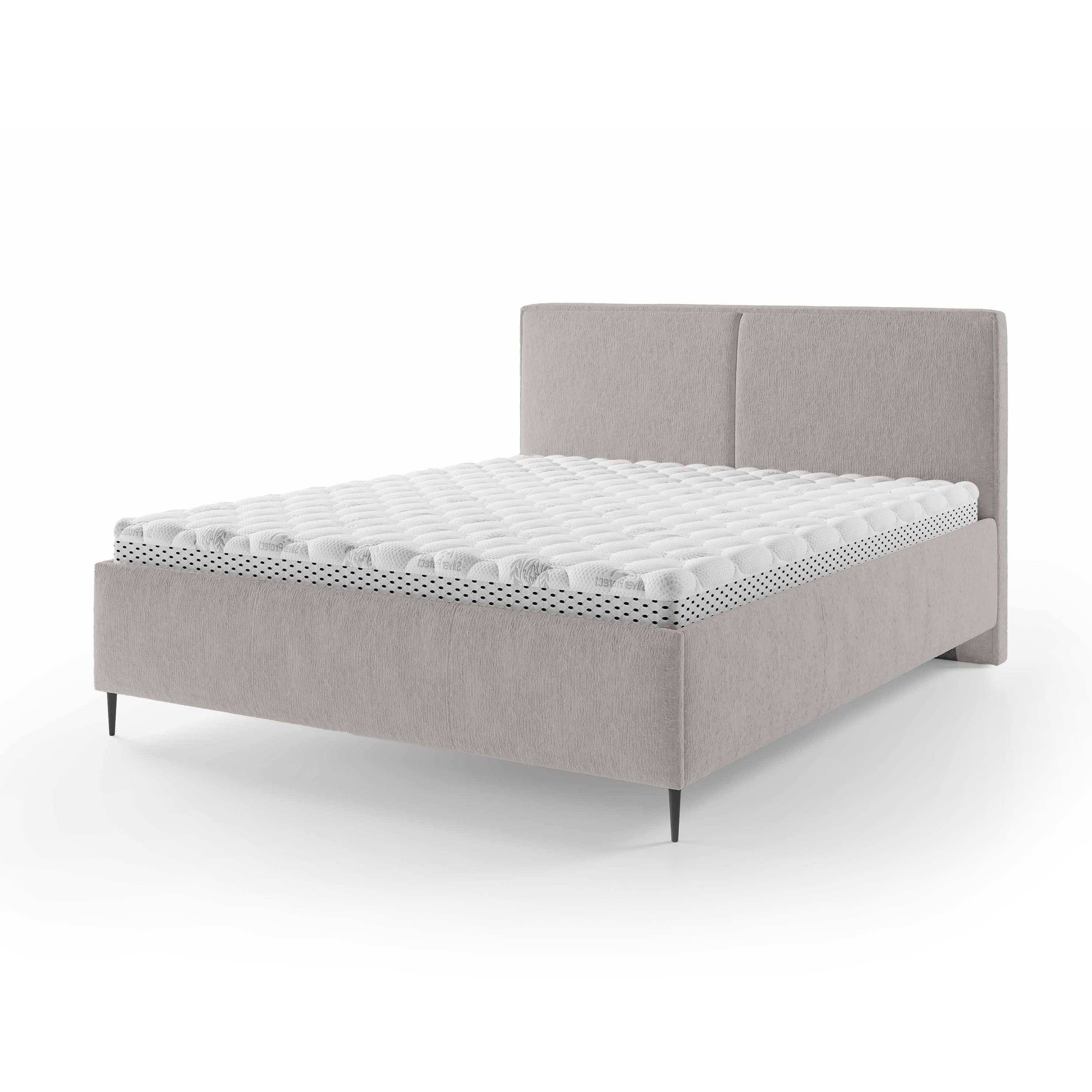 Łóżko tapicerowane z pojemnikiem w stylu minimalistycznym | Hatti 140 200 Popieliste Lustro (PERFECT HARMONY 80)